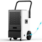 EUHOMY 160 Pints Commercial Dehumidifier with Pump,Large Dehumidifier for Basement With Drain Hose,Timer and 4 Wheels,Industrial Dehumidifiers for Flood Repair,Drying Basement,Warehouse and Factory