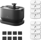 Bundle of PETLIBRO Cat Water Fountain, Cordless Pet Water Fountain Battery Operated+8 Packs Replacement Filters for Dockstream Cat Water Fountain WF005 WF115 WF105, 4 Months Set of Replacement Filters