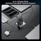 2 Pack USB C Charger Block 200W,6 Port Foldable Fast Charger Type C Charger iPhone 17 16 Fast Charging PD 3.1 Charging Station for All iPhone/Samsung Galaxy S25/S24/MacBook Pro/iPad