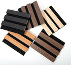 Art3d 5-Pack Acoustic Wood Slat Wall Panel Sample - 5.9 x 4.7 Inch Sound Absorbing Panels, 5 Colors