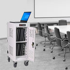 Aokleo Laptop Charging Cart,16 Devices Tablet Storage Carts for pad Up to 16.3" Screen Size, Classroom Computer Mobile Charging Station for Pads, Chromebooks,Laptops, Security Storage(16 Bay-White)