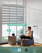 Yoolax Motorized Zebra Blinds Compatible with Alexa,Motorized Blinds with Remote Smart Automatic Custom Electric Window Blinds Cordless Indoor Blackout for Home Bedroom Kitchen (Enamel Grey)
