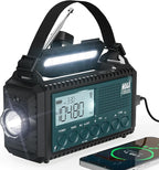 Emergency Weather Radio with AM/FM/NOAA/SW, 5 Ways Powered Solar Hand Crank Alert Radio with LCD Display&SOS, 5000 Portable Radio with Cellphone Charger, Flashlight, Reading Lamp, Headphone Jack