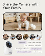 MAMAPRO Baby Monitor with Camera and Audio - 2K Color Night Vision, WiFi Video Baby Monitor - 355° Pan/70°Tilt, AI Motion/Cry/Temp/Humidity Alerts, 2-Way Audio, App for 20 Users, 8 Lullabies