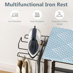 GILLAS Ironing Board with 2 Tier Storage Basket, Movable Ironing Board Full Size for Iron Rest & Clothes, Tabletop Ironing Boards, Ironing Stand Iron Boards Ironing Table Rustic Blue
