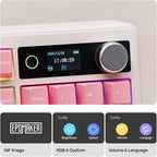 EPOMAKER TH99 PRO 96% Mechanical Keyboard with Screen & Knob, 10000mAh, 2.4Ghz/BT, Hot Swap, Custom Driver, RGB Backlight, PBT Keycap, Wireless Gaming Keyboard for PC/Mac (Pink, Creamy Jade)