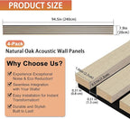 QDYMXUN Wood Slat Acoustic Wall Panels, 4-Pack 94.5'' x 7.9'' 3D Fluted Sound Absorbing Paneling for Interior Accent Wall Decor, Living Room (Natural Oak)