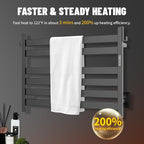K&KALONZO Towel Warmer for Bathroom, Wall-Mounted 6-Bar Heated Towel Rack with Built-in Timer, Waterproof Electric Towel Heater, Support Plug-in and Hardwired, Matte Black, EL18M
