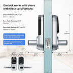 CATCHFACE Smart Fingerprint Lock - Keyless Entry Door Lock with Reversible Handle - Silver
