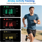Pedometer Watch No APP/Phone Required, Waterproof Fitness Tracker Watch with Heart Rate Monitor, Large Screen with Pedometer, Sleep Tracking, Calories & Step Counter, Smart Watches for Women Men