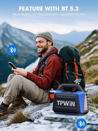 TPWIN Portable Bluetooth Speakers Loud - Wireless Speaker 80W Peak, Light Show, 20H Playtime, Strong Bass, BT 5.3, TWS, IPX6 Waterproof for Outdoor Travel Beach Camping - Blue