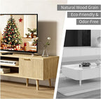 YLGJ&TIDY Modern Wood TV Stand Up to 60'',Universal Entertainment Center with 3-Tier Shelves,TV Console with Cabinets Storage,Wood Frame Television Stand (Oak)