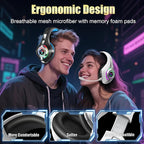 Ordtop 2.4GHz Wireless Gaming Headsets for PS5/PS4/Switch, 2026 RGB Noise Cancelling Over-Ear Headphones with 7.1 Surround Sound, 40mm Drivers, 276g Ultraligero, Memory Foam, 45H Gaming Headphones