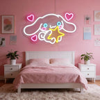 THIIXDAI Cinnamoroll Neon Sign for Room Decor, USB Powered LED Lights with Dimmable, Japanese Cartoon Dog Neon Signs, Cute Night Light Gifts for Children (15"L x 9.61"W)