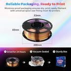 FLASHFORGE Silk Tri-Color Filament, Red, Gold and Purple 3 in 1 Coextrusion Silk PLA Filament 1.75mm, 3D Printer Filament Color Change 1kg(2.2lbs) Spool, Dimensional Accuracy +/- 0.02mm