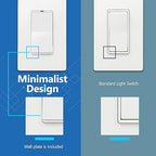 LIDER Minimalist Design Matte Finish Lighted Decorator Switch, Frameless Paddle Light Switch with Locator Light, Grounding Screw, 3-Way or Single Pole, 15A 120V, UL Listed, LS15-3W-W10P, White,10 Pack