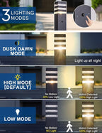 2Pack Motion Sensor Outdoor Floor Lamps Pathway Lights Dusk to Dawn Exterior Pillar Lamps Black Aluminum Poles Lights for Outside, Modern Landscape Path Lamp for Patio, Yard, Garden, Pathway, Driveway
