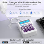 Pallus Rechargeable Lithium AA Batteries, 4 Pack 3rd Lithium Rechargeable AA Batteries, 3500mWh Double A Batteries, 1.5V Constant Voltage Output, 1600 Cycles, Long Lasting for Blink Camera, J818