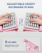 Laborio Computer Keyboard Stand for Desktop, 2-Level Height Adjustment Keyboard Wrist Rest, Non-Slip Key Board Riser Pad for Office, Gaming, and Home Desks(Pink)