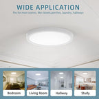 TOPELER 12 Inch Flush Mount Ceiling Light, 5 Color Temperatures Selectable (27K/30K/40K/50K/60K), 28W 2400Lm Dimmable Ultra-Thin Round Lighting Fixture for Kitchen, Stairwell, Porch, Basement