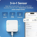 Necto Cellular Temperature Monitor- RV Pet Safety Temp Monitoring System. Remote Power Outage & Humidity Sensor with App Alerts for Car, Camper, Home & Server Room. (2 Year Subscription Included)