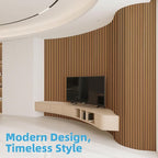 Art3d 1-Pack Acoustic Wood Slat Wall Panel with Roll-Flat Design - 95.3 x 23.8 Inch Sound Absorbing Panels for Living Room Columns Corridor Curved Wall Decor, Teak
