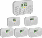 Carbon Monoxide Detector Powered by AA Battery (not Included), CO Monitoring Alarm with LCD Display Screen, Used for Home Basement Kitchen, Hotel Garage, Bedroom, Living Room Voice Alarm 6 Pack