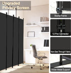 MAYOLIAH 6 Panel Folding Privacy Screen 9ft Wide, 6ft Tall Partition Room Divider Portable Office Walls Dividers, Black