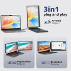 Laptop Screen Extender, FHD 1080P IPS 14" Laptop Monitor Extender, Plug and Play HDMI/Type-C - Compatible with Windows, Mac, Android, Chrome, Xbox, Switch, PS5, Work with 13”-17” Laptops
