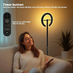 Floor Lamps for Living Room, 24W LED Floor Lamp with Remote, 70.8" Tall Standing Reading Lamp, 7-Level Brightness 4 Color Temps, Rotatable Modern Corner Lamp with Timer for Bedroom Home Office, Black