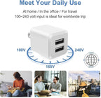 USB Wall Charger, Charger Block，Dual Port USB Cube Chargers，Power Adapter Charging Plug Box Brick for Phone 16/15/14/13/12/11/Pro Max/SE/XS/XR/X,Android Phones, and More (Pure White)