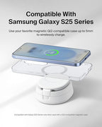 Belkin MagSafe Charger Compatible, 2-in-1 Qi2 Wireless Charging Station 15W, Convertible Charger for iPhone 17, Apple Watch, AirPods, Pixel 10, Portable Phone Stand for Travel w/ 30W Adapter - White