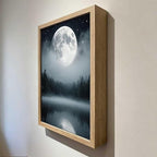 URVIP LED Glowing Photo Frame, 3D Starry-Sky Moon Lake Misty Forest Wall Art, 9x12 Inches Dimmable Light Up Light Painting for Bedroom, Unique Aesthetic Decor, Great Birthday Gift for Women Men