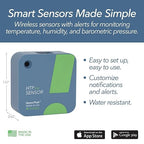 SensorPush HTP.xw Smart Temperature Sensor & Humidity Sensor - Thermometer, Barometer, & Hygrometer w/App Monitoring - Premium Heat Index, Barometric Pressure Gauge, Temperature and Humidity Monitor