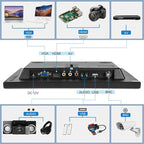 Suprlipy 12 inch FHD Small IPS Monitor LCD Display Screen 1920x1080 60Hz 16:9 with BNC VGA AV Input Built-in Lounspeakers for CCTV Security Camera DVR PC RasPi