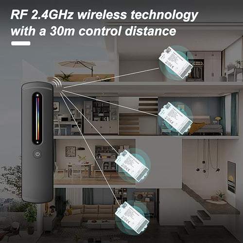 2.4GHz RF RGBCCT LED Strip Controller Remote Kit, Wireless Remote & Tuya Controller Dimmer with Group Control Adjust Brightness/Color Touch Slide for PWM 6Pin COB LED Strip Light DC5V DC12V DC24V