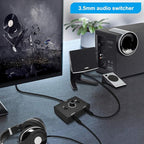 Audio Switcher 3.5mm Audio Selector Splitter Box Mini 2(1)-in-1(2)-Out Audio Sharing Manual Selector Compatible Active Speaker((3.5mm Stereo Audio Switcher)
