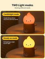 Tarinks Stump Fire Night Light, Flameless Candles Lamp, Torch Stump Light, Rechargeable Silicone Flame lamp, Cute Night Light for Bedroom, Outdoor, Camp, Funny Gifts for Kids Teens Adults