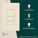TOPGREENER Digital Dimmer Light Switch for 200W Dimmable LED/CFL Lights, Single Pole Led Slide Dimmer Switch, Neutral Wire Not Required, UL Listed, TGDS1-LA, Light Almond,1 Pack