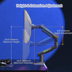 NB Gaming Monitor Arm or for 32 to 60 Inches Screen, Load up to 20 kg, VESA 75/100, RGB-Light, Heavy Duty, Multi Angle Adjustable, Premium Aluminum, Green