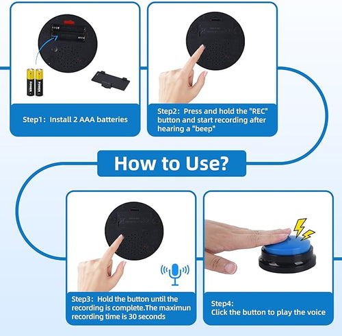 4 Pack Portable AAC Communication Devices for Autism Individuals with Communication Difficulties, Communication Device for Nonverbal Kids, Voice Recording Buttons for Schools, Home, Treatment Courses