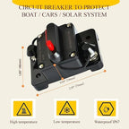 60 Amp Circuit Breaker with 6 AWG 1/4" Ring Terminal for Boat Trolling Motor Marine ATV Trailer Vehicles Stereo Audio Electronic Battery Solar System Inline Fuse Waterproof Manual Reset 12V-48V DC