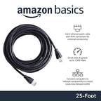 Amazon Basics RJ45 Cat 6 Ethernet Patch Cable, 1Gpbs Transfer Speed, Gold-Plated Connectors, 25 Foot - 10-Pack, Black