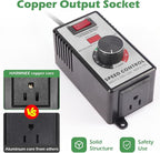 AC Motor Speed Controller 110-120V / 15A Max / 10A Rated Variable Fan Speed Controller AC Electronic Voltage Regulator with Overload Protection Switch & Voltage LED Display Screen