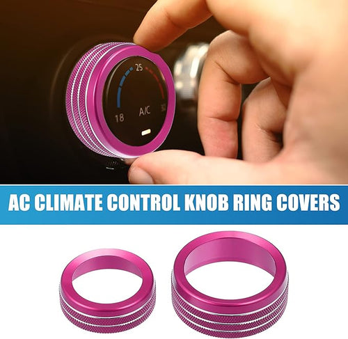 A ABSOPRO Car Air Conditioner Knobs Decals AC Radio Switch Knob Cover for Dodge Durango 2014-2020 for Jeep Cherokee Grand Cherokee 2014-2021 Pink (Set of 3)