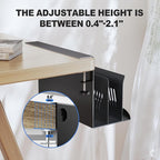 Litwaro Desk Side Storage Organizer, 2 Tier Laptop Holder Clamp on Desk Organizer, No Drill Laptop Mount with Magnetic Pen Holder, Hanging Desk Organizer Fits Flat Edge Table 0.4" to 2.1" (Black)