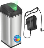 iTouchless 50 Liter / 13 Gallon Kitchen Trash Can with AC Adapter, Lid & Odor Filter – Motion Sensor Stainless Steel Garbage Bin for Home, Office, or Garage – Slim, Large Capacity Design