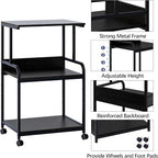 Arbuxzuy Printer Stand with Storage Shelf,3 Tier Printer Cart with Wheels,Mobile Printer Table for Home Office,Stands for Heat Press Scanner Fax,Industrial Style (Black)