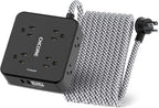 Surge Protector Power Strip - CHCORE 20Ft Braided Extension Cord with 8 Outlets with 4 USB (2 USB C) Charging Ports, Flat Plug Multi Plug Outlet Extender Charging Station for Home Office, ETL, Black