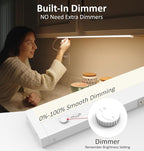 Leetdud Under Cabinet Lighting Plug in or Hardwired Built-in Dimmer, 24 Inch 12W, 5CCT 2700/3000/3500/4000/5000K, Linkable Counter Lights for Kitchen, ETL Dimmable LED Light Fixture, White